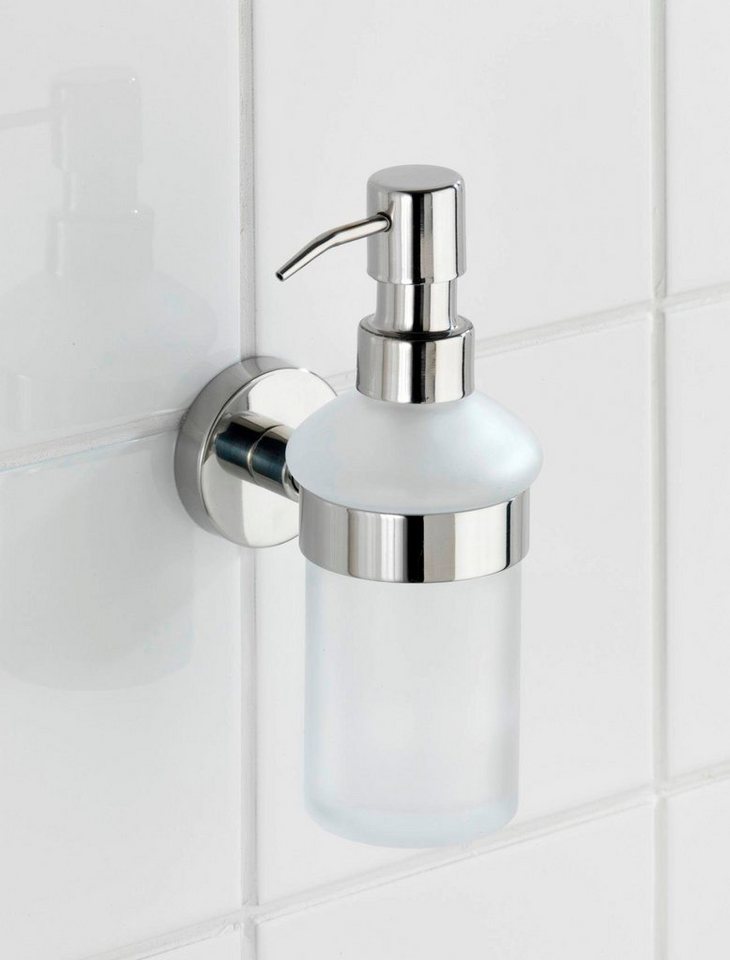 WENKO Seifenspender Bosio Shine, Edelstahl rostfrei, ca. 200 ml Füllmenge – Bild 2 von 3