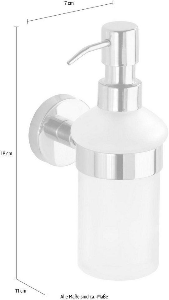 WENKO Seifenspender Bosio Shine, Edelstahl rostfrei, ca. 200 ml Füllmenge – Bild 3 von 3