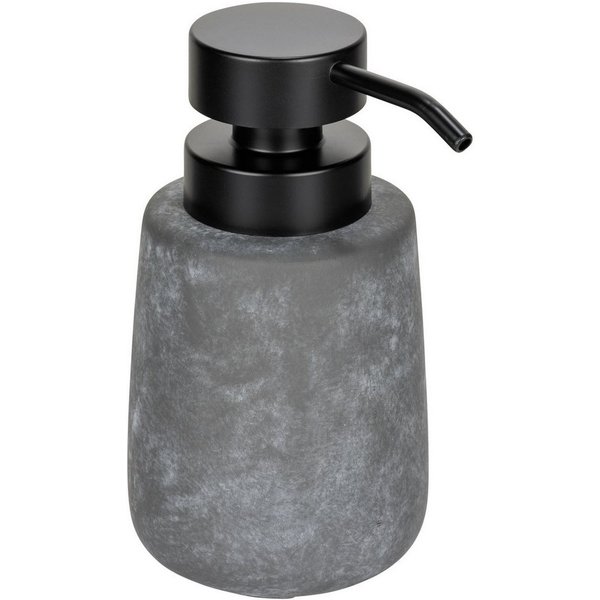 WENKO Seifenspender Sacile, Dosierspender aus hochwertiger Keramik, moderne Beton-Optik, 400 ml