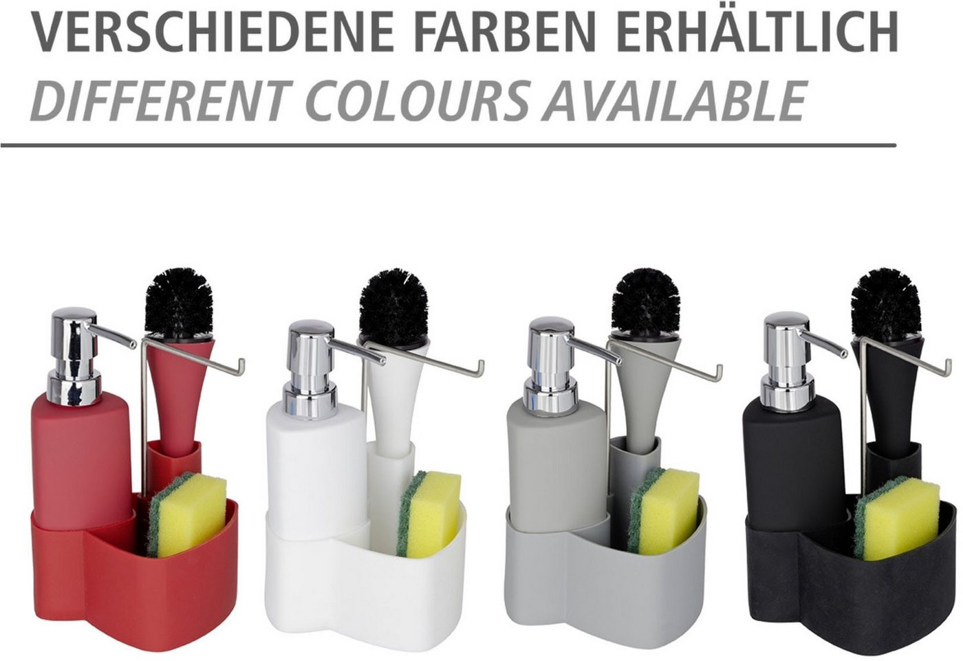 WENKO Spülmittelspender Modell Empire, (Set, 3-tlg), Spül-Set mit Spülmittelspender, Spülbürste und Handtuchhalter, Keramik – Bild 3 von 5