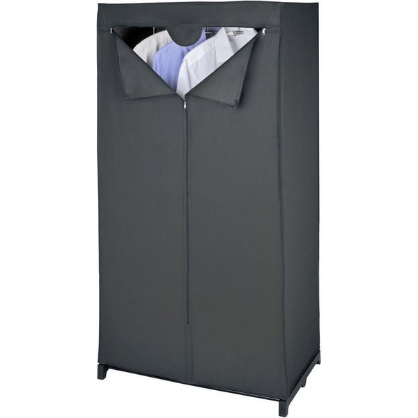 WENKO Stoffschrank Modell Deep Black mit Kleiderstange & Reißverschluss, stabiles Metallgestell, abwaschbar