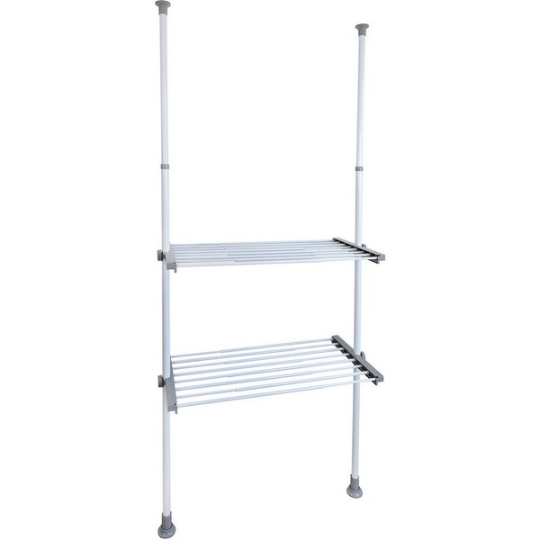 WENKO Teleskopregal Modell Herkules Twin, Set, 2 Trägerstangen, 2 verstellbare Ablagen, ideal für Bad & Abstellkammer