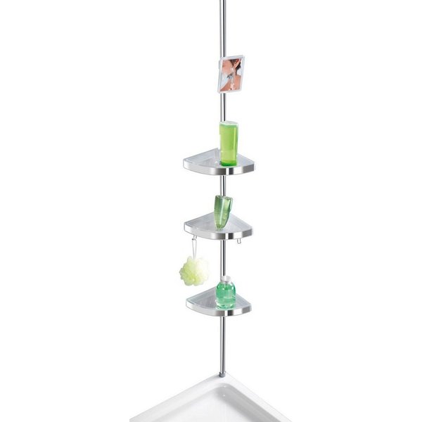 WENKO Teleskopregal Premium, 3 Ablagen, 1 Spiegel