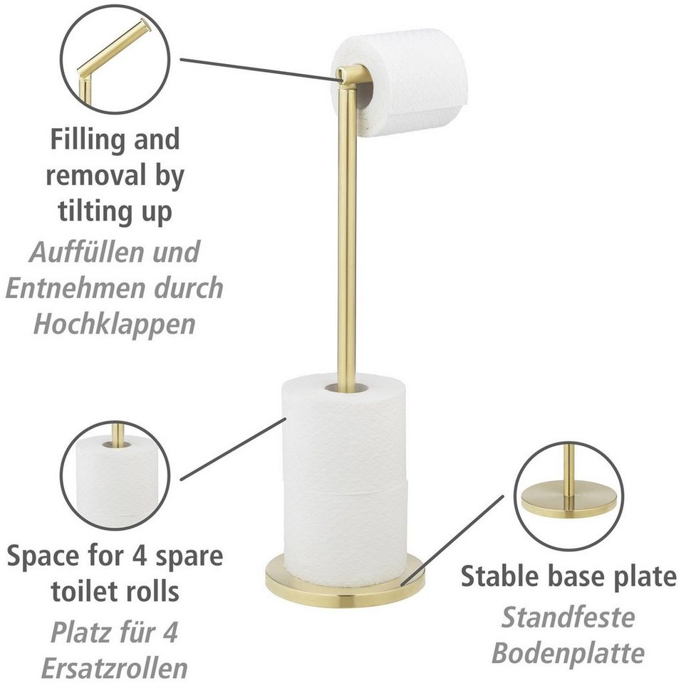 WENKO Toilettenpapierhalter 2in1, 2 in 1, mit Ersatzrollenhalter, Höhe: 55 cm – Bild 5 von 5