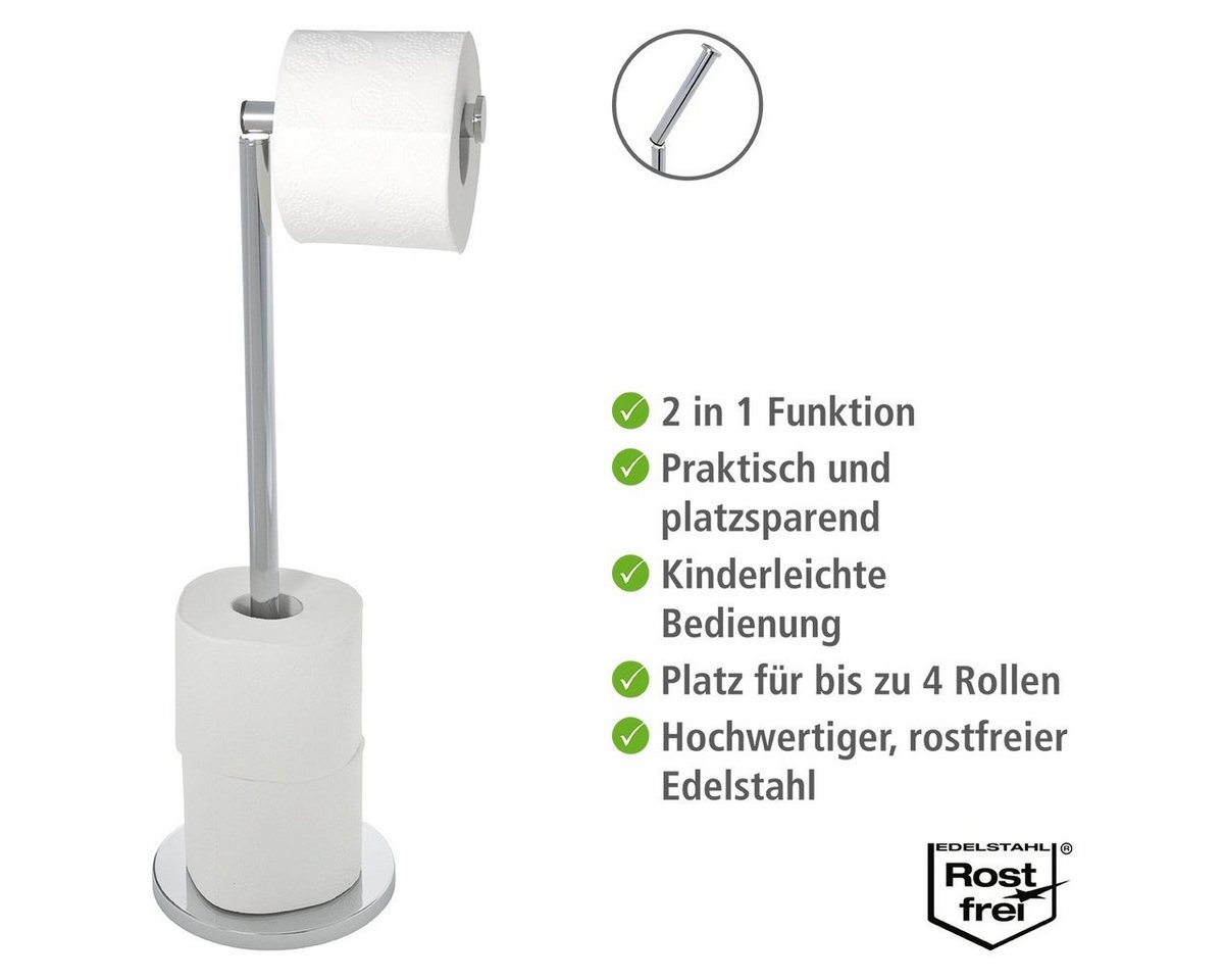 WENKO Toilettenpapierhalter, 2 in 1, mit Ersatzrollenhalter, Höhe: 55 cm – Bild 5 von 5