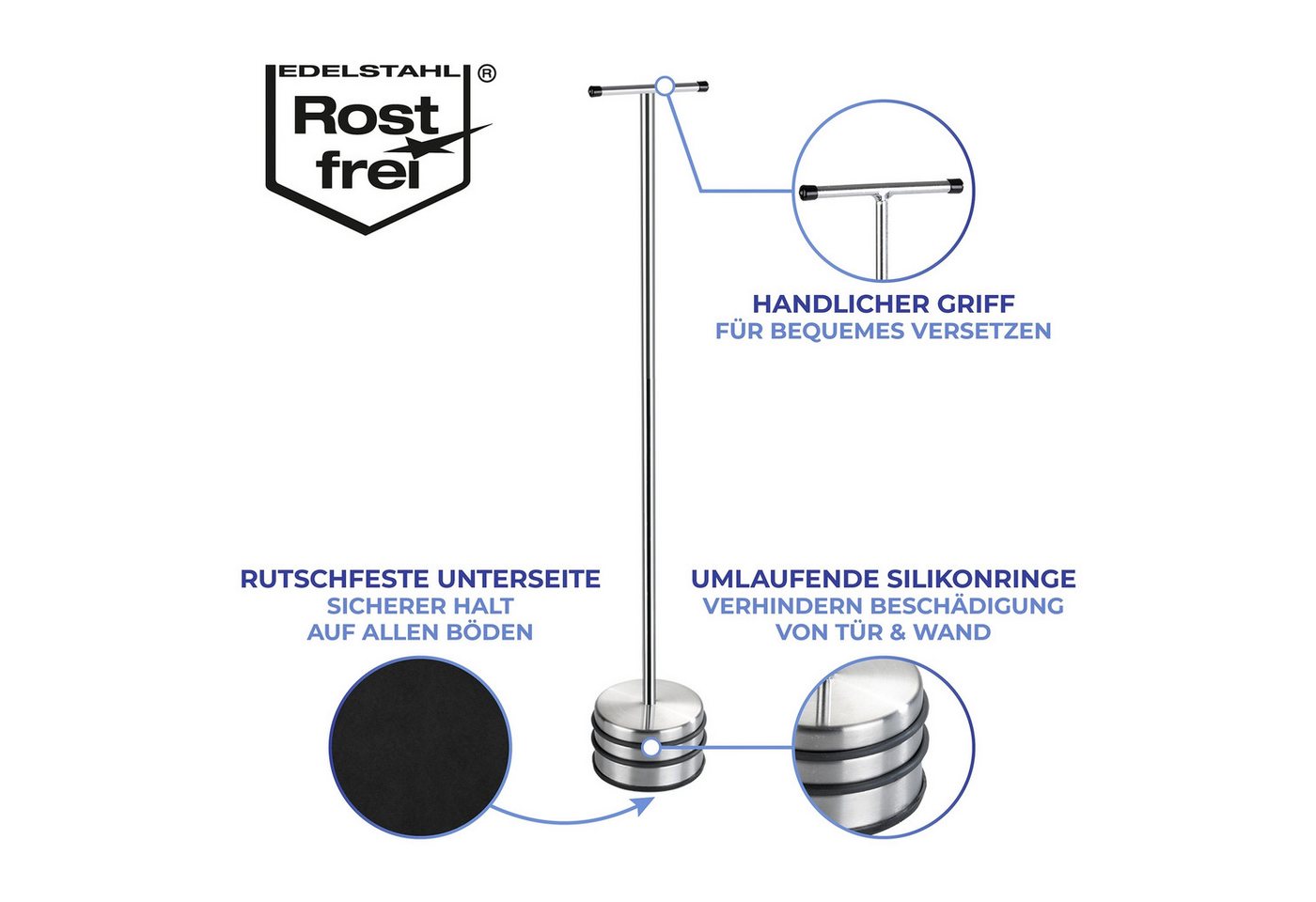 WENKO Türstopper Modell Big Boy (1 St), Anti-Rutsch-Unterseite, praktische Griffstange, robust und langlebig – Bild 4 von 5