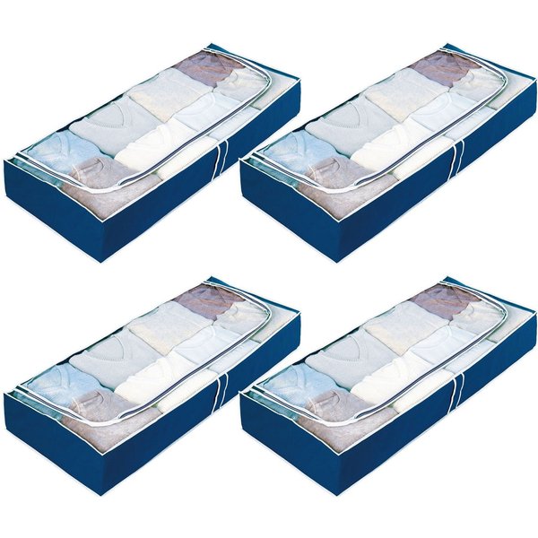 WENKO Unterbettkommode Modell Air (Set, 4 St), für Saisontextilien, mit Sichtfenster und 3-Seiten-Reißverschluss