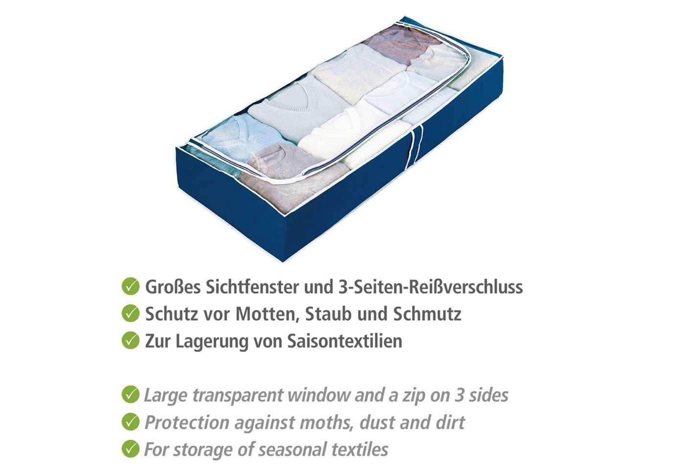 WENKO Unterbettkommode Modell Air (Set, 4 St), für Saisontextilien, mit Sichtfenster und 3-Seiten-Reißverschluss – Bild 3 von 5