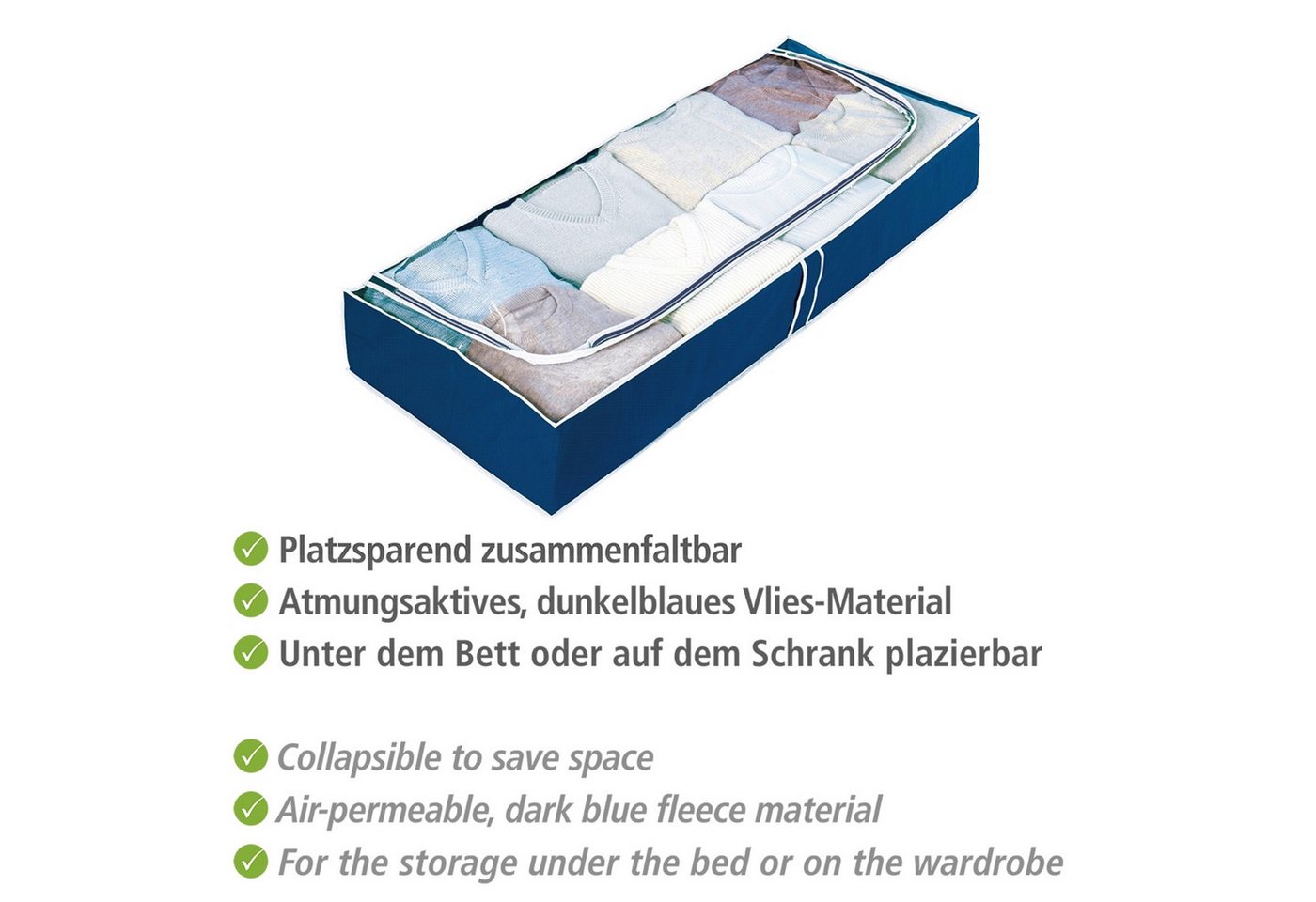 WENKO Unterbettkommode Modell Air (Set, 4 St), für Saisontextilien, mit Sichtfenster und 3-Seiten-Reißverschluss – Bild 4 von 5