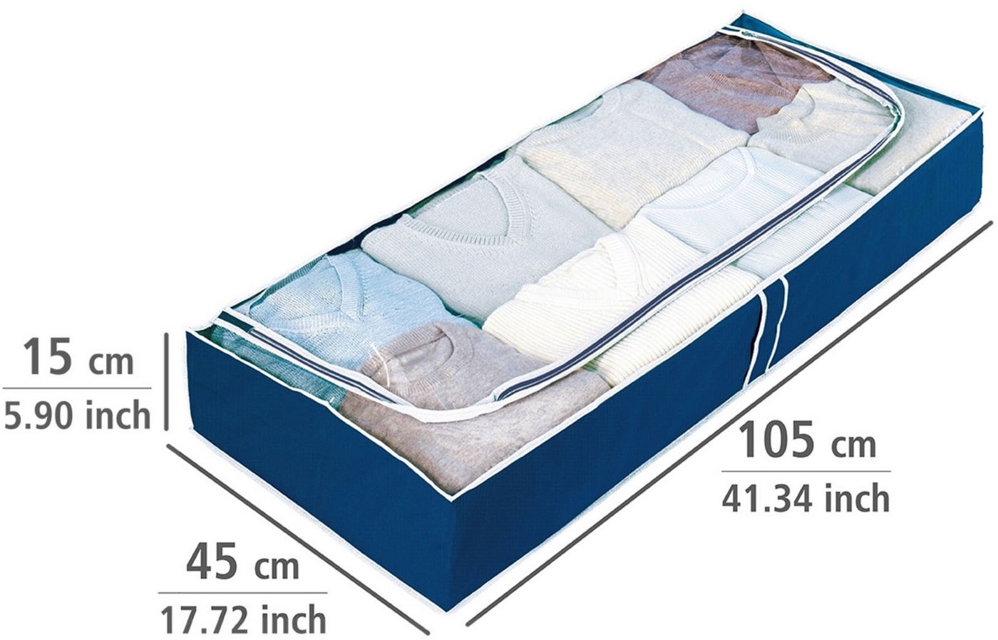 WENKO Unterbettkommode Modell Air (Set, 4 St), für Saisontextilien, mit Sichtfenster und 3-Seiten-Reißverschluss – Bild 5 von 5