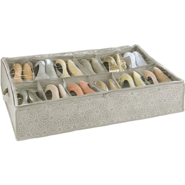WENKO Unterbettkommode Modell Balance, Aufbewahrungsbox für 12 Paar Schuhe mit Sichtfenster & Reißverschluss