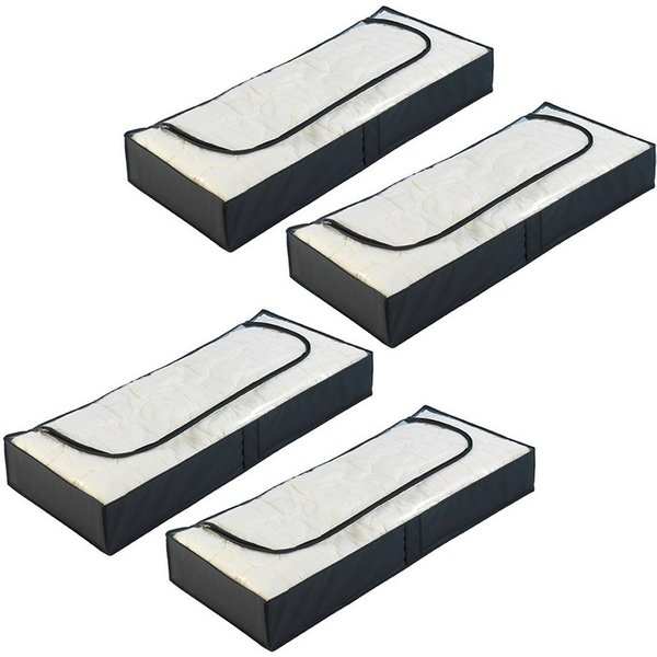 WENKO Unterbettkommode Modell Deep Black (Set, 4 St), Aufbewahrungstasche mit großem Sichtfenster & 3-Seiten-Reißverschluss