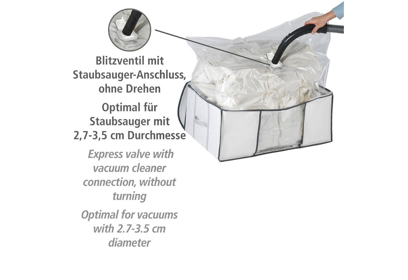 WENKO Unterbettkommode Vakuum Soft Box, integrierte Vakuum-Tasche & Blitzventil, bis zu 75 % Platzersparnis – Bild 3 von 5