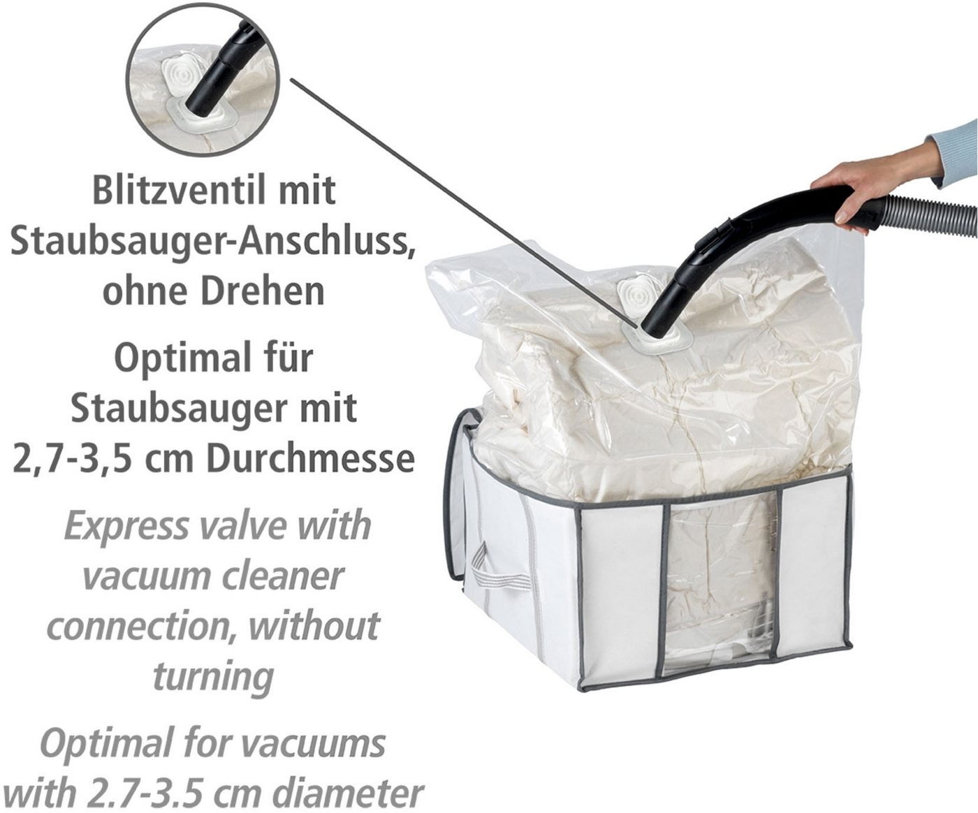 WENKO Unterbettkommode Vakuum Soft Box, integrierte Vakuum-Tasche & Blitzventil, bis zu 75 % Platzersparnis – Bild 3 von 5