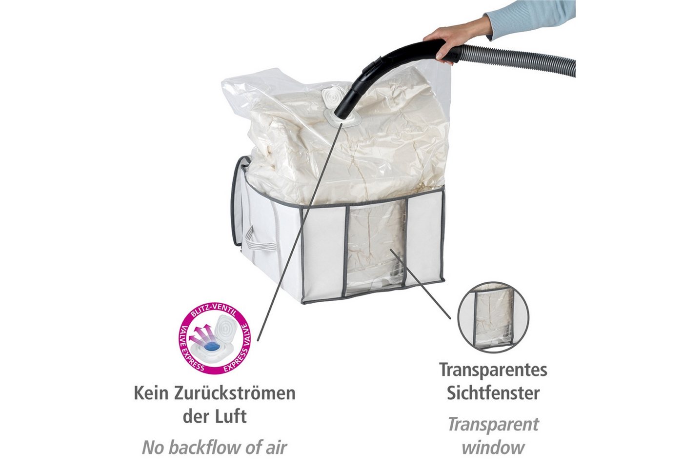 WENKO Unterbettkommode Vakuum Soft Box, integrierte Vakuum-Tasche & Blitzventil, bis zu 75 % Platzersparnis – Bild 5 von 5