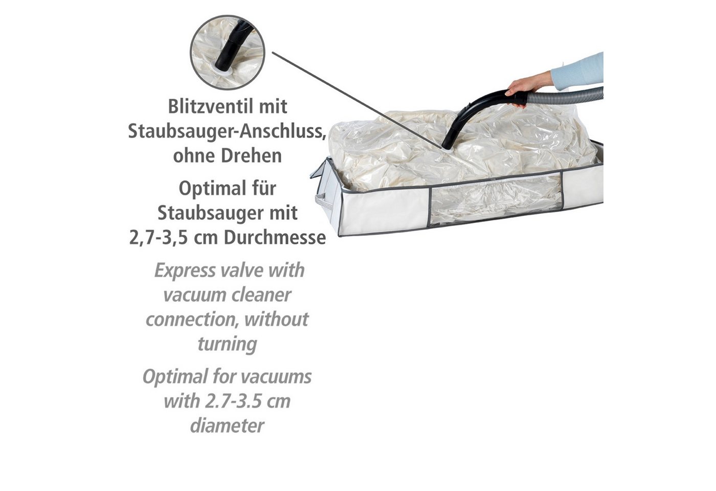WENKO Unterbettkommode Vakuum Soft Box XL, integrierte Vakuum-Tasche & Blitzventil, bis zu 75 % Platzersparnis – Bild 4 von 5