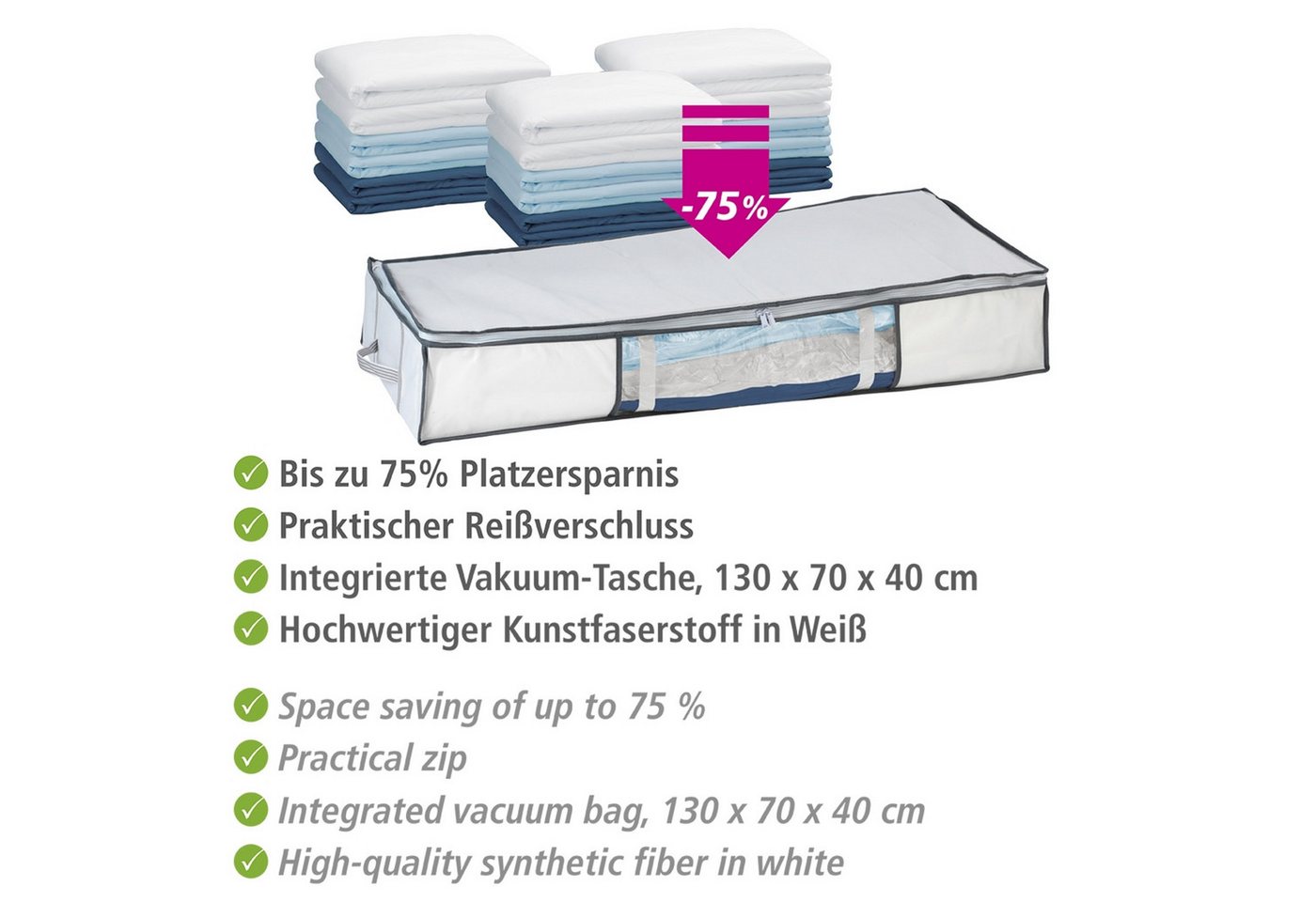 WENKO Unterbettkommode Vakuum Soft Box XL, integrierte Vakuum-Tasche & Blitzventil, bis zu 75 % Platzersparnis – Bild 5 von 5