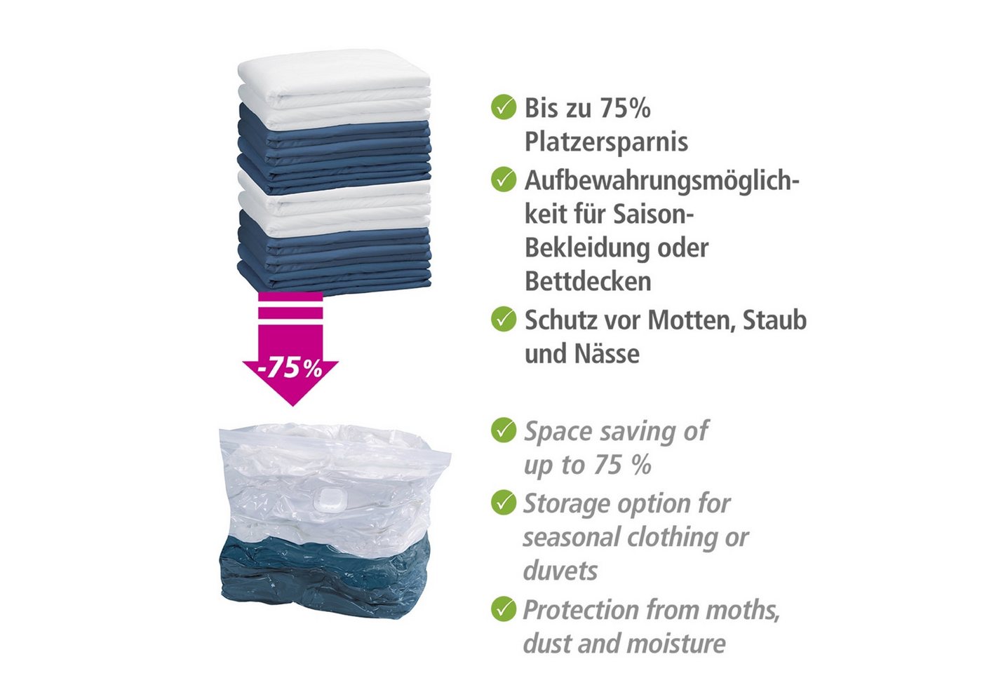WENKO Vakuumierbeutel Modell Cube, Vakuum Aufbewahrungsbeutel, 2 x Cube S und 2 x Cube L – Bild 3 von 5