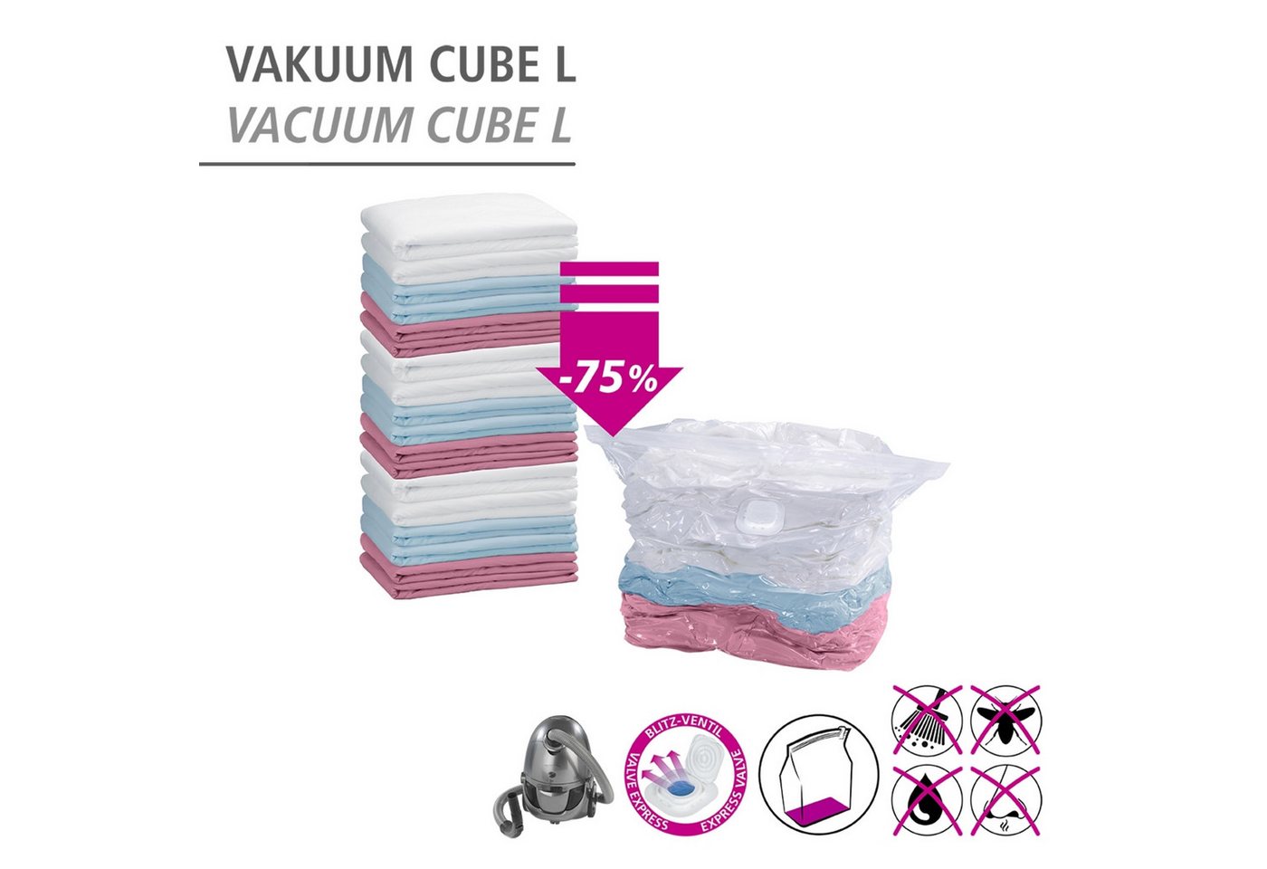 WENKO Vakuumierbeutel Modell Cube, Vakuum Aufbewahrungsbeutel, 2 x Cube S und 2 x Cube L – Bild 4 von 5