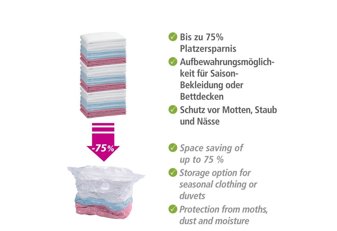 WENKO Vakuumierbeutel Modell Cube, Vakuum Aufbewahrungsbeutel, 2 x Cube S und 2 x Cube L – Bild 5 von 5