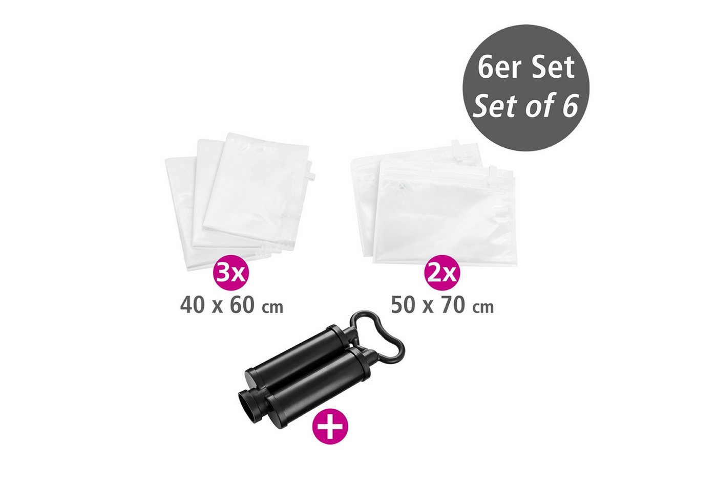 WENKO Vakuumierbeutel Reise-Set, Vakuumbeutel für Kleidung zur platzsparenden Aufbewahrung, mit Pumpe – Bild 3 von 5