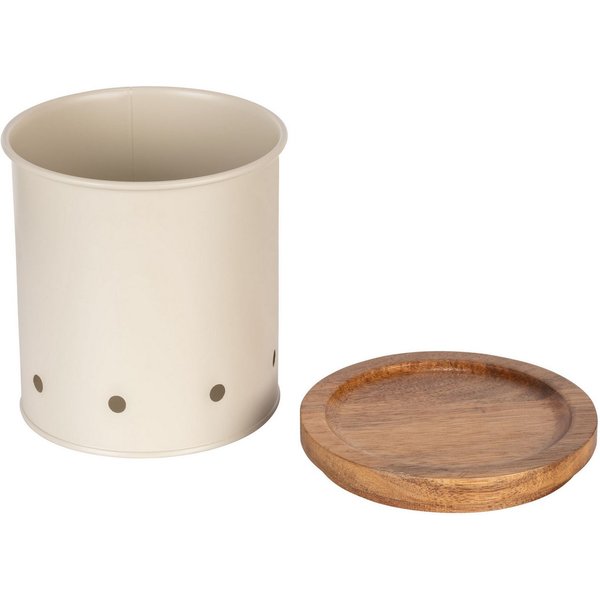 WENKO Vorratsdose Modell Aria, Massivholz, Metall, (Set, 2-tlg), Aufbewahrungsdosen für Lebensmittel mit Deckel & Luftlöchern, 1,6 L