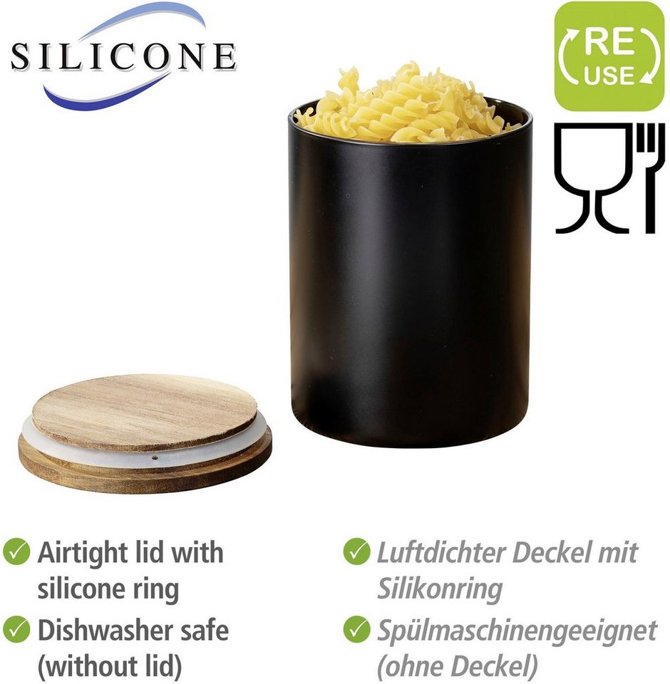 WENKO Vorratsdose Modell Mio, Borosilikatglas, (1-tlg), Frischhaltedose für Lebensmittel, luftdichter Deckel aus Akazienholz – Bild 4 von 5
