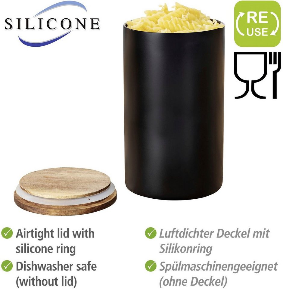 WENKO Vorratsdose Modell Mio, Borosilikatglas, (1-tlg), Frischhaltedose für Lebensmittel, luftdichter Deckel aus Akazienholz – Bild 3 von 5