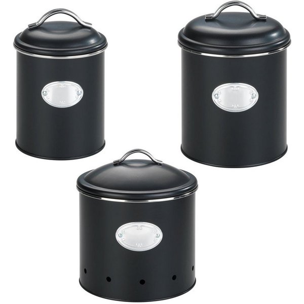 WENKO Vorratsdose Modell Nero, Metall, (Set, 3-tlg), Aufbewahrungsdosen für Vorräte und Lebensmittel, 3 Größen