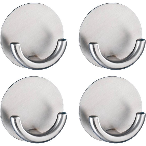 WENKO Wandhaken Rondo, (Set, 4-St), Edelstahl, selbstklebend, rostfrei