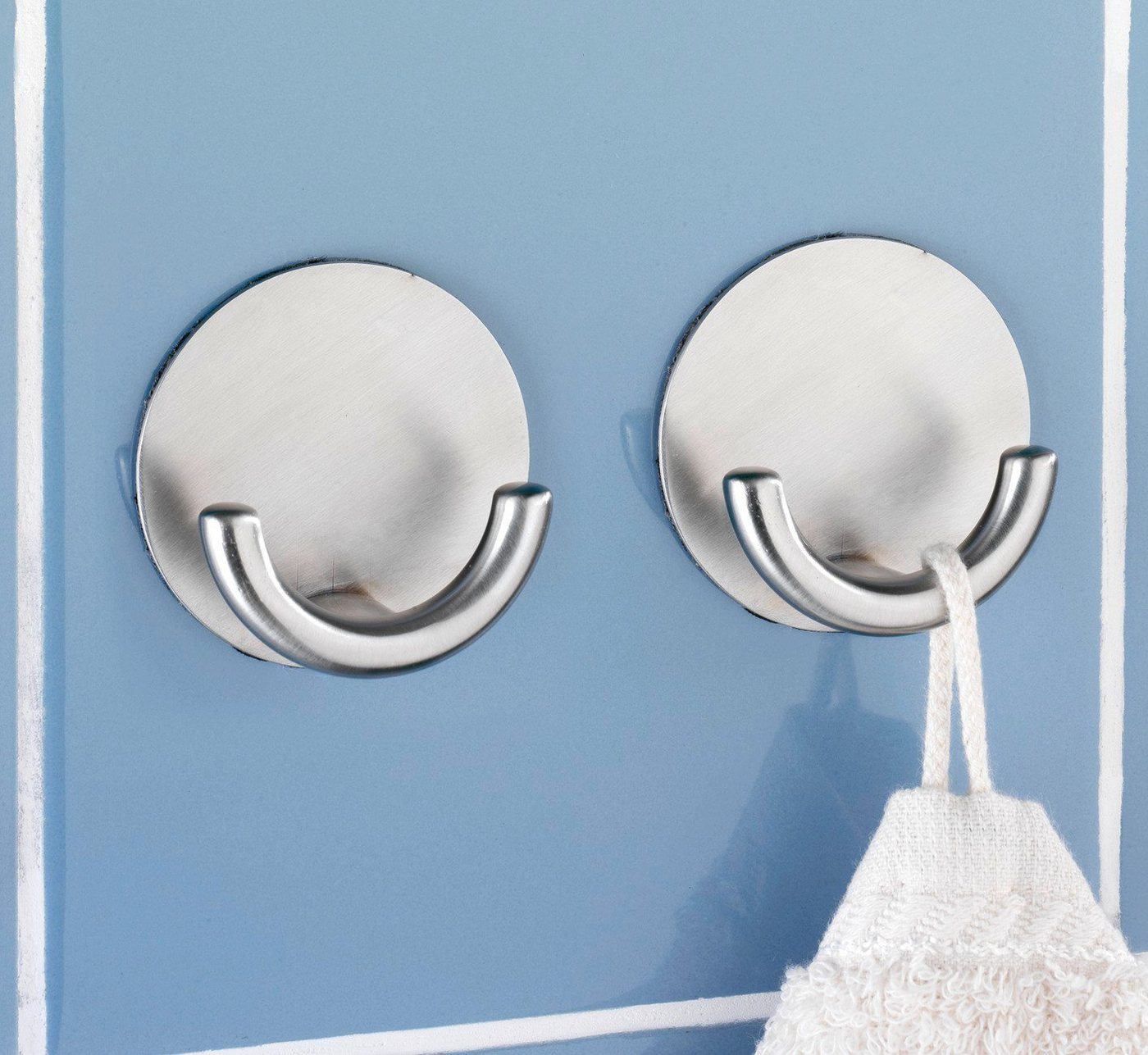 WENKO Wandhaken Rondo, (Set, 4-St), Edelstahl, selbstklebend, rostfrei – Bild 3 von 3