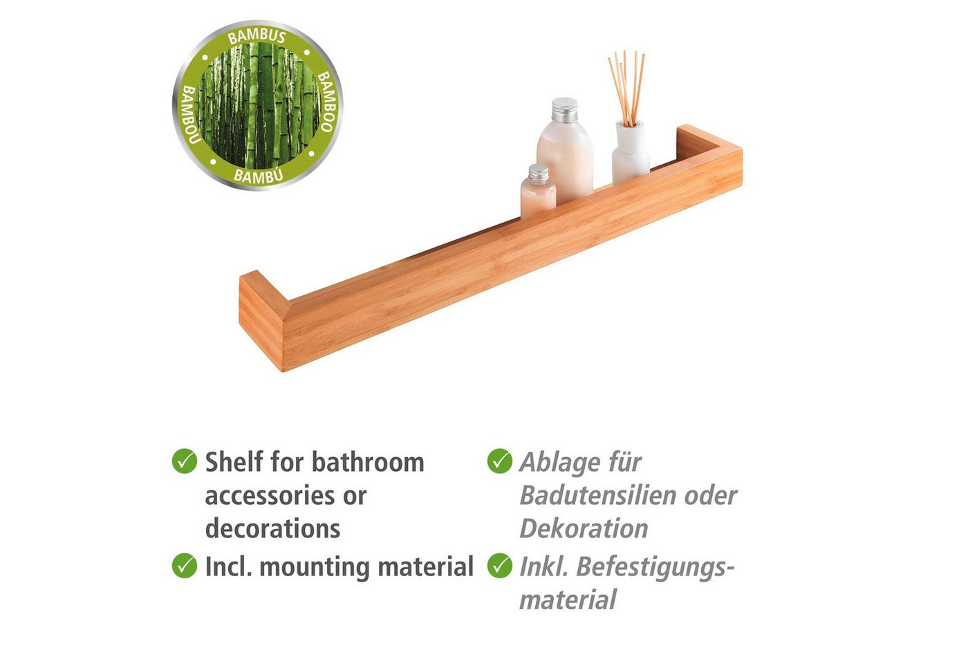 WENKO Wandregal Bambusa, 60 cm – Bild 2 von 5