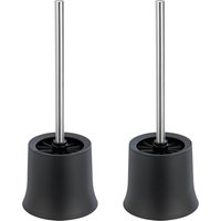 WENKO WC-Garnitur Basic Schwarz 2er Set, inklusive WC-Bürste