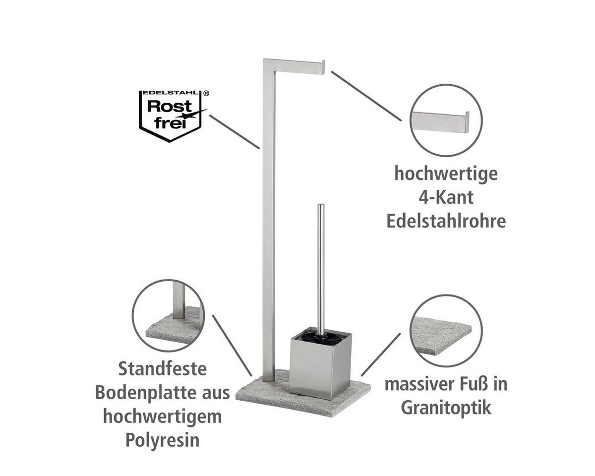 WENKO WC-Garnitur Granit, Edelstahl rostfrei – Bild 4 von 5
