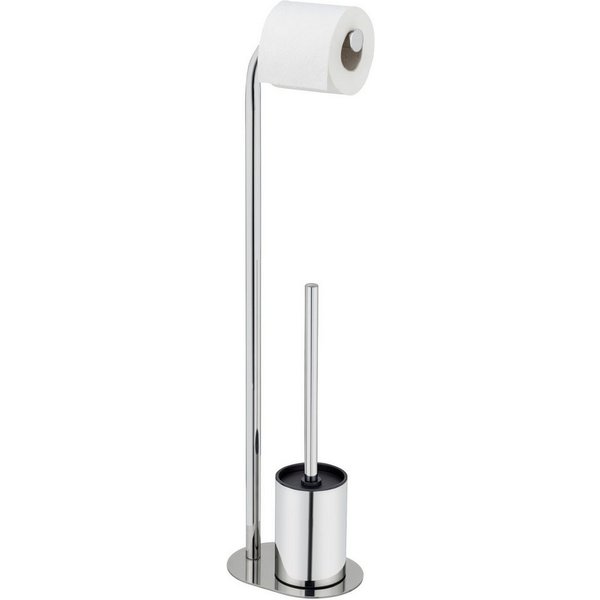 WENKO WC-Garnitur Levante, freistehender Toilettenpapierhalter mit WC-Bürste, Edelstahl rostfrei