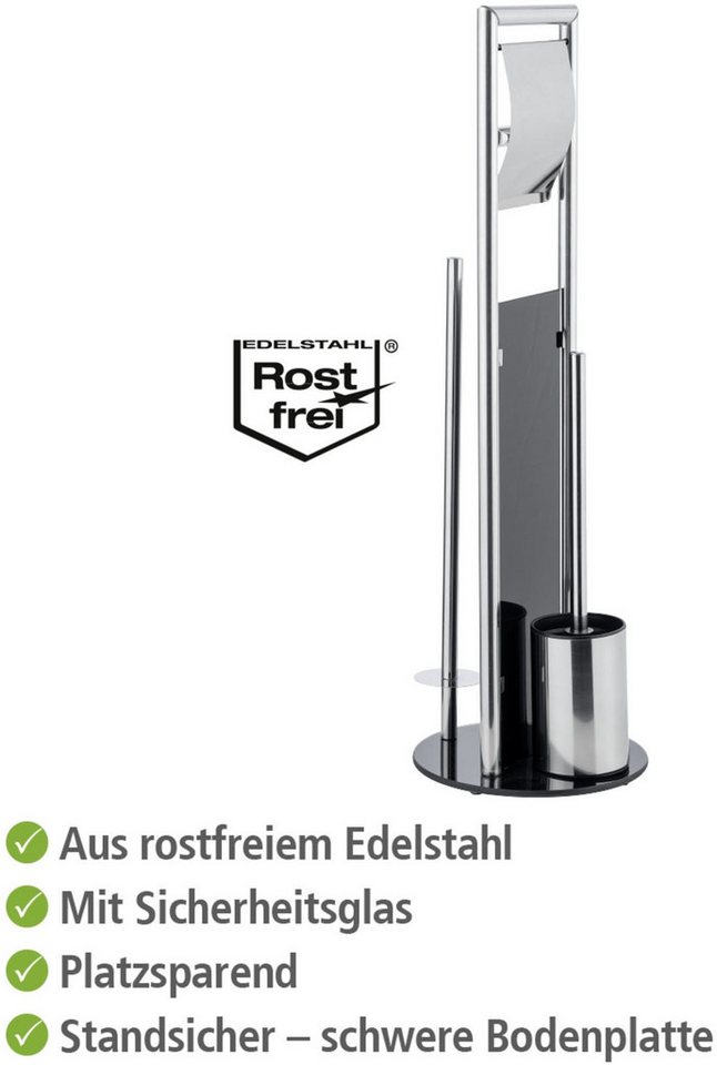 WENKO WC-Garnitur Ravina, Stand WC-Garnitur, Toilettenpapierhalter, Rollenhalter & WC-Bürste – Bild 3 von 5