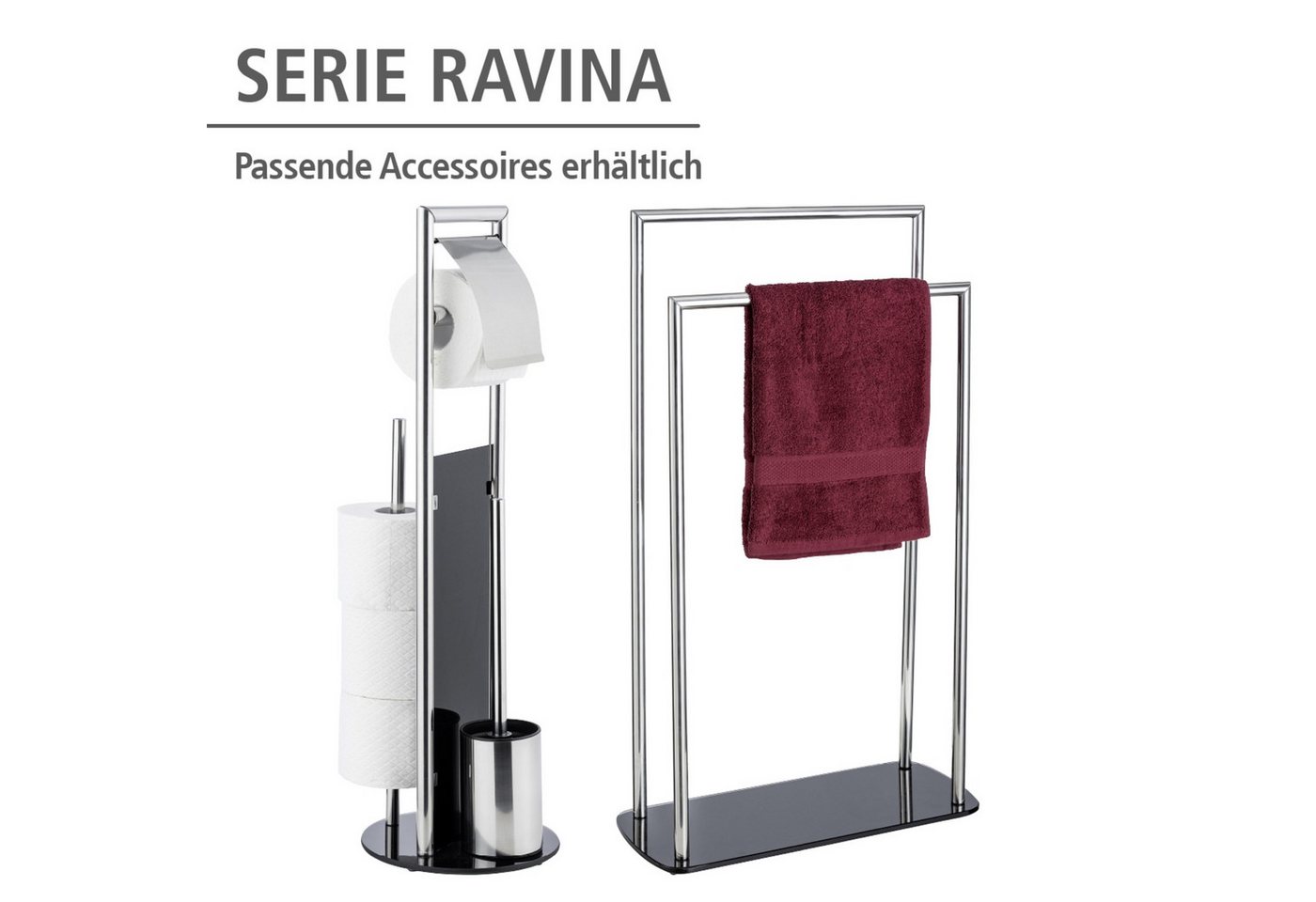 WENKO WC-Garnitur Ravina, Stand WC-Garnitur, Toilettenpapierhalter, Rollenhalter & WC-Bürste – Bild 4 von 5