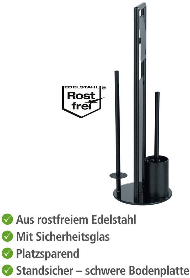 WENKO WC-Garnitur Ravina, Stand WC-Garnitur, Toilettenpapierhalter, Rollenhalter & WC-Bürste – Bild 4 von 5