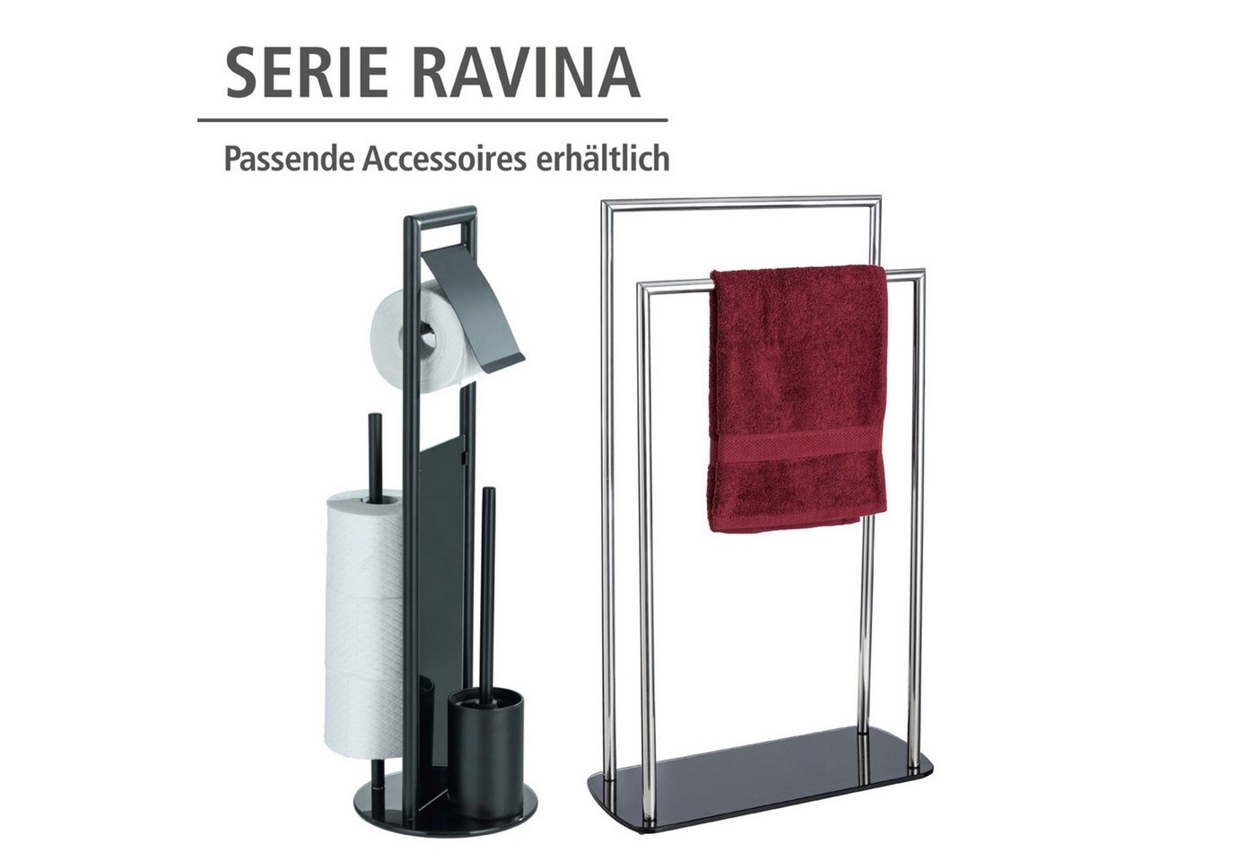 WENKO WC-Garnitur Ravina, Stand WC-Garnitur, Toilettenpapierhalter, Rollenhalter & WC-Bürste – Bild 5 von 5