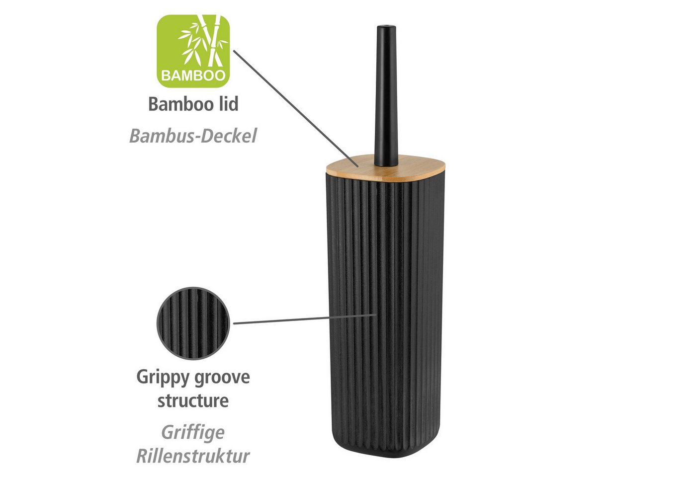 WENKO WC-Garnitur Rotello, schwarz, mit geschlosssener Form – Bild 2 von 5