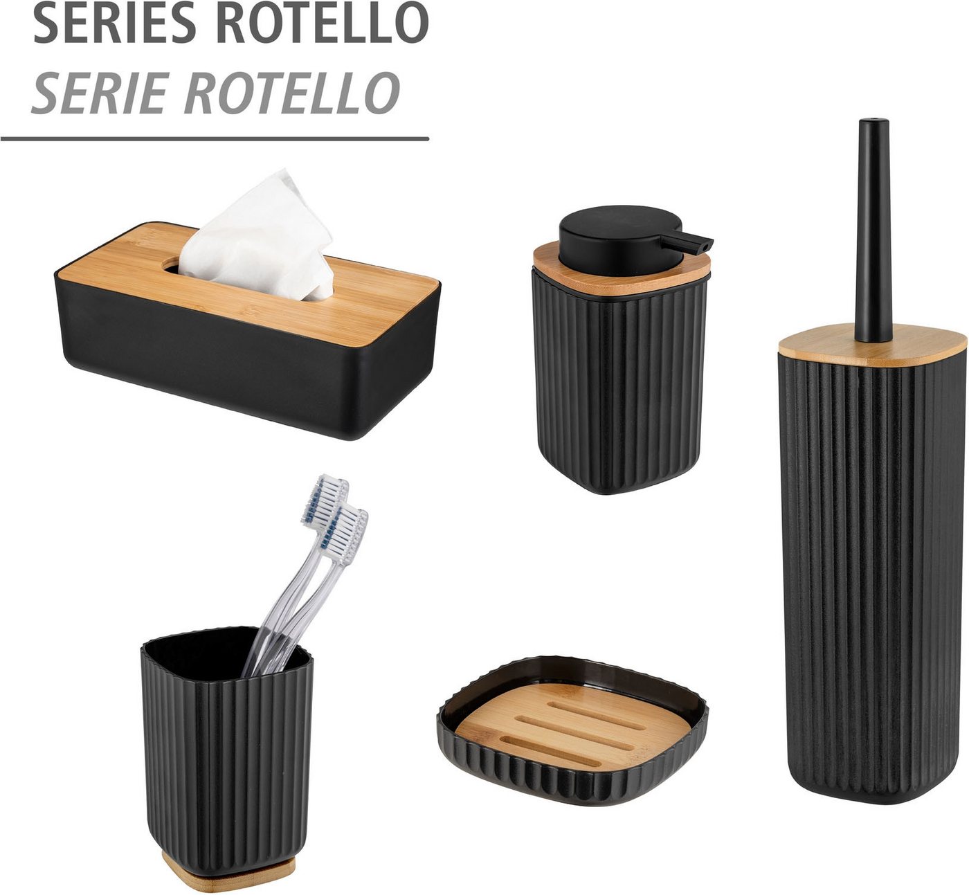 WENKO WC-Garnitur Rotello, schwarz, mit geschlosssener Form – Bild 4 von 5