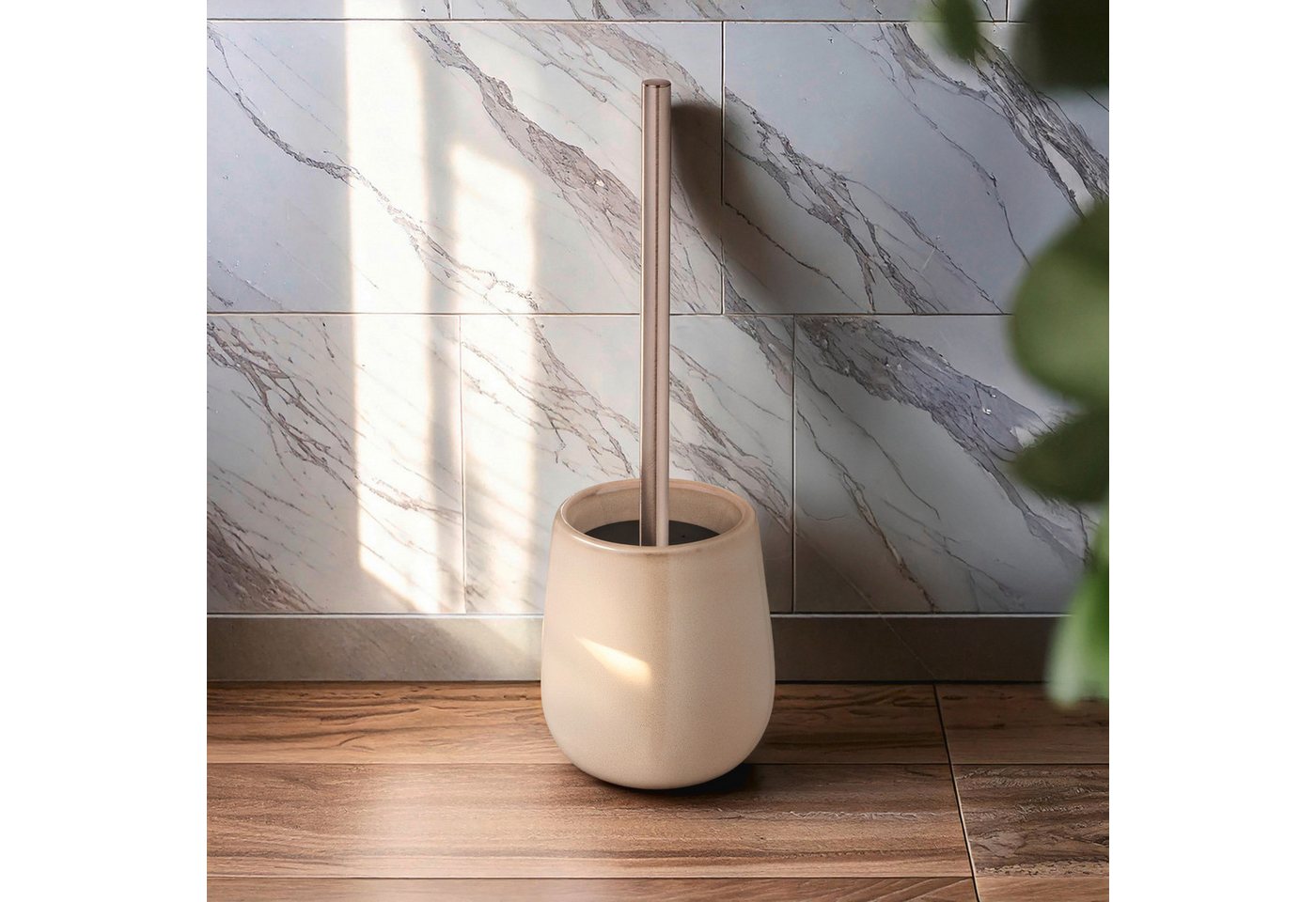 WENKO WC-Garnitur Sirmione, Keramik, individuelle Glasur, Toilettenbürste mit Kunststoffabdeckung – Bild 2 von 5