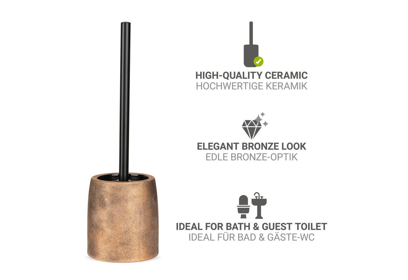WENKO WC-Garnitur Tremea, Keramik in bronze matt, Toilettenbürste mit Kunststoffabdeckung – Bild 4 von 5