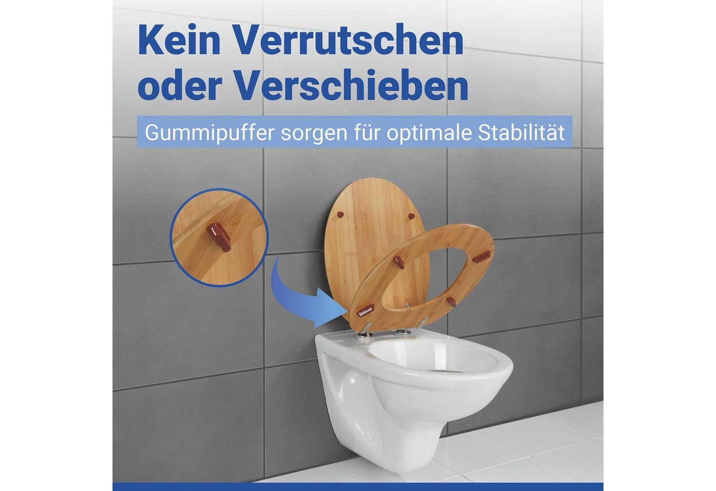 WENKO WC-Sitz Bambus Dunkel (1-St) – Bild 3 von 5