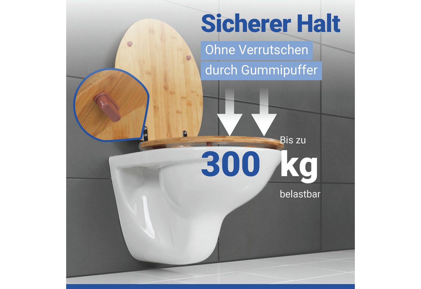 WENKO WC-Sitz Bambusa, aus Bambus, mit Absenkautomatik, feuchtigkeitsresistent – Bild 2 von 5