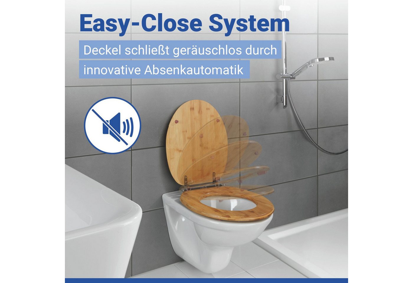 WENKO WC-Sitz Bambusa, aus Bambus, mit Absenkautomatik, feuchtigkeitsresistent – Bild 3 von 5