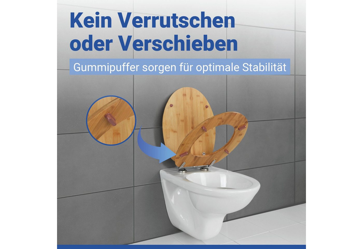 WENKO WC-Sitz Bambusa, aus Bambus, mit Absenkautomatik, feuchtigkeitsresistent – Bild 4 von 5