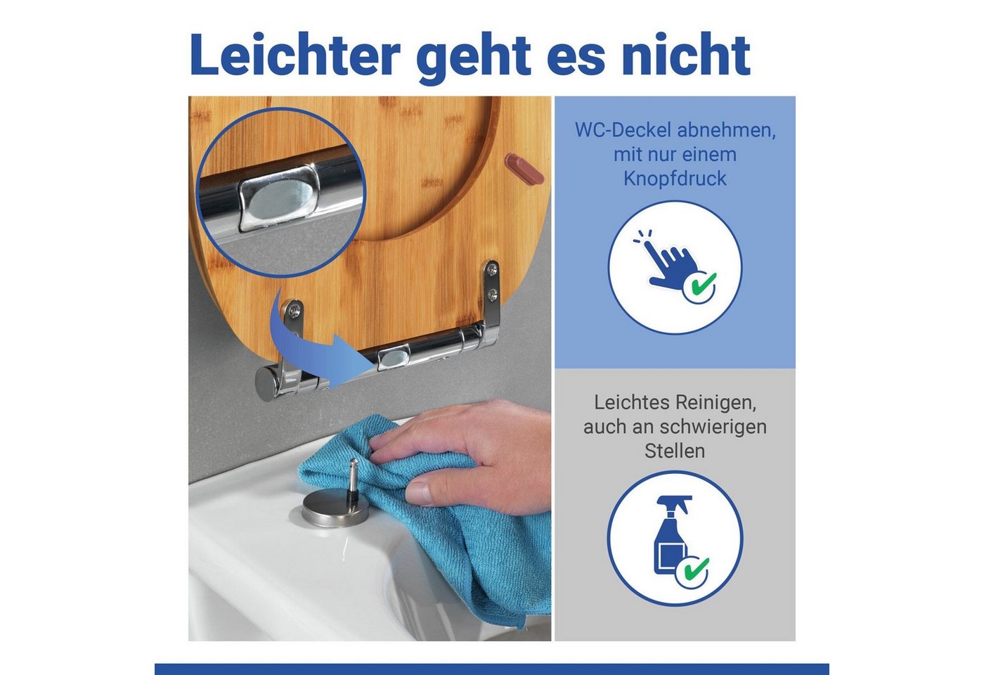 WENKO WC-Sitz Bambusa, aus Bambus, mit Absenkautomatik, feuchtigkeitsresistent – Bild 5 von 5