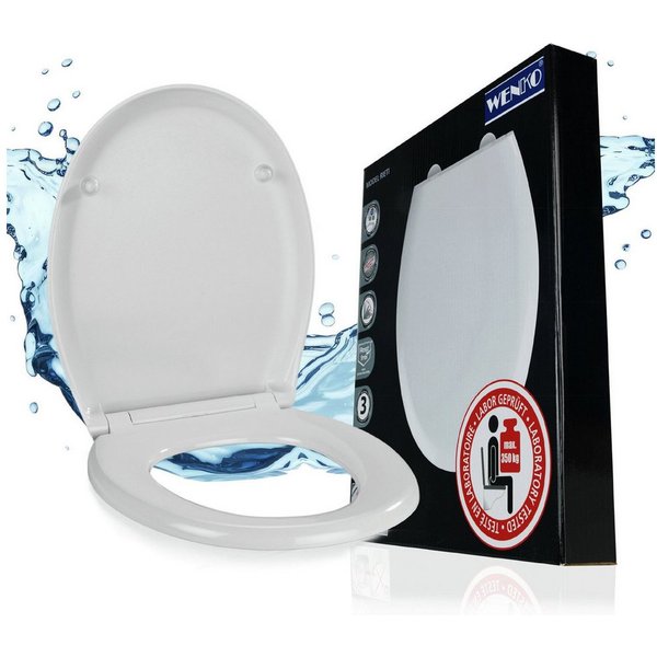 WENKO WC-Sitz Rieti, strapazierfähiger Toilettensitz, belastbar bis 350 kg, Absenkautomatik