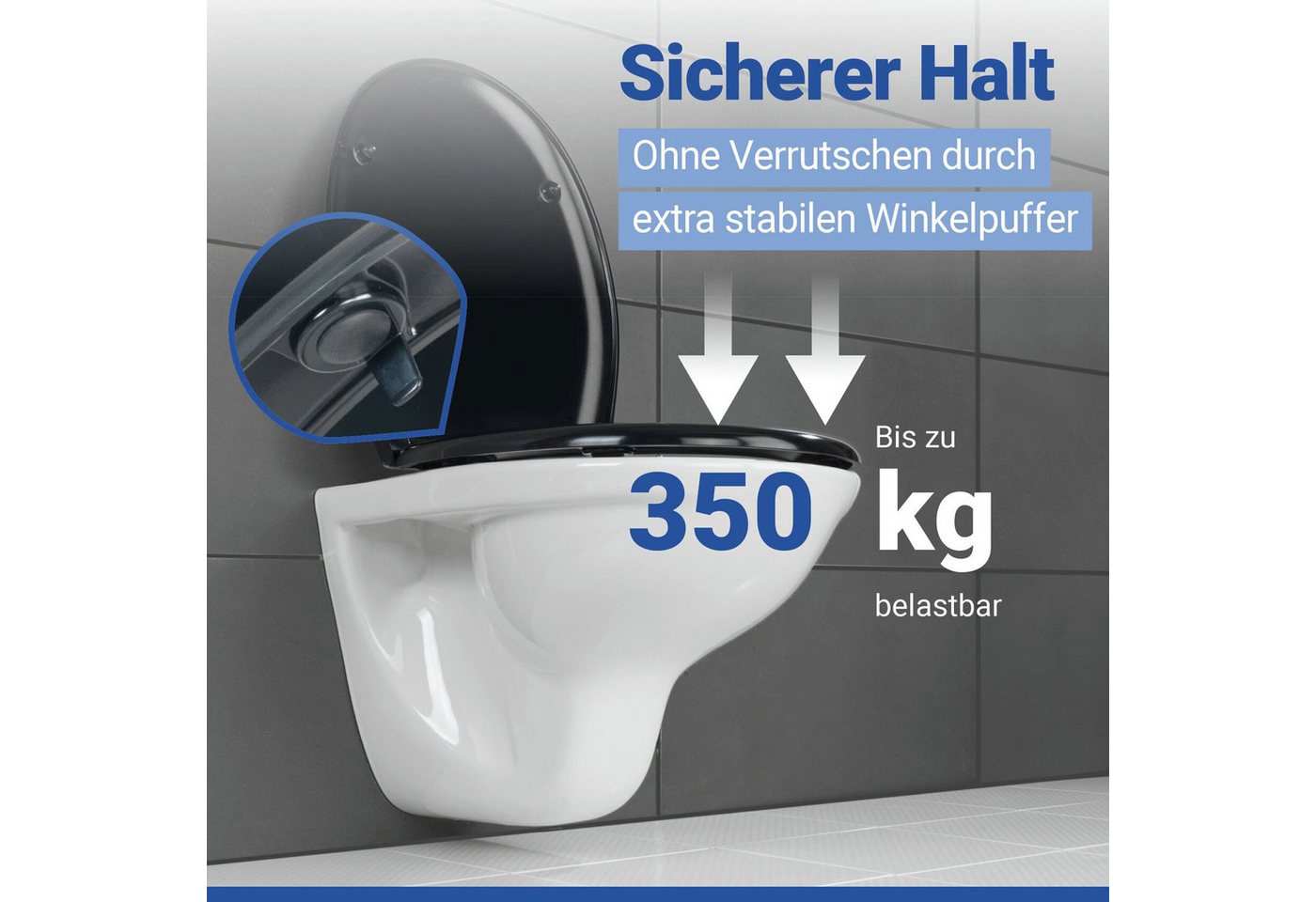 WENKO WC-Sitz Rieti, strapazierfähiger Toilettensitz, belastbar bis 350 kg, Absenkautomatik – Bild 2 von 5